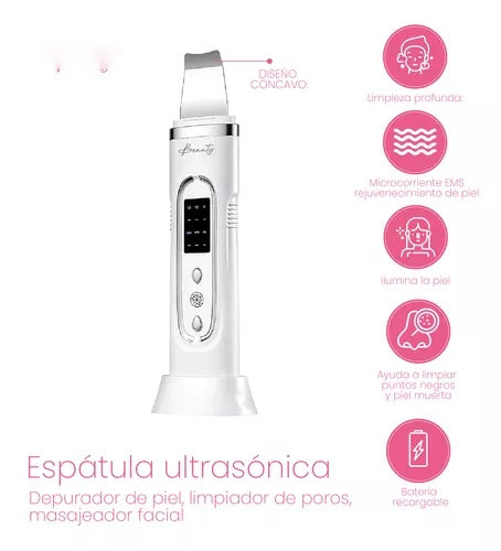 Combo Espatula Extractora Espinillas Limpieza Ultrasonica + 2 Bandas Diadema Cabello