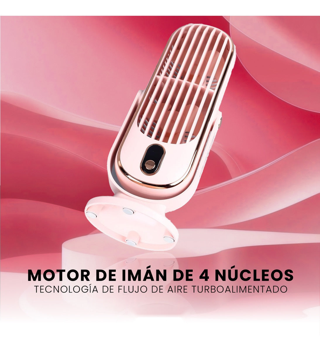 Ventilador Mesa Escritorio Digital 5 Velocidades Elegante Innovo Recargable Edicion Pink
