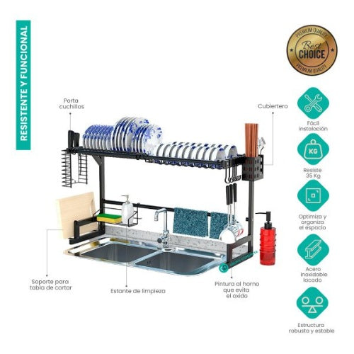 Platero Organizador De Loza Escurridor Metalico Ahorrador