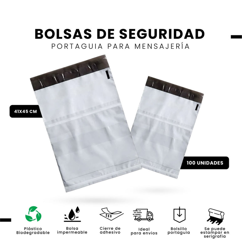 Bolsas De Seguridad Porta Guia Para Mensajeria 41 X 45 Ecommerce Biodegradable