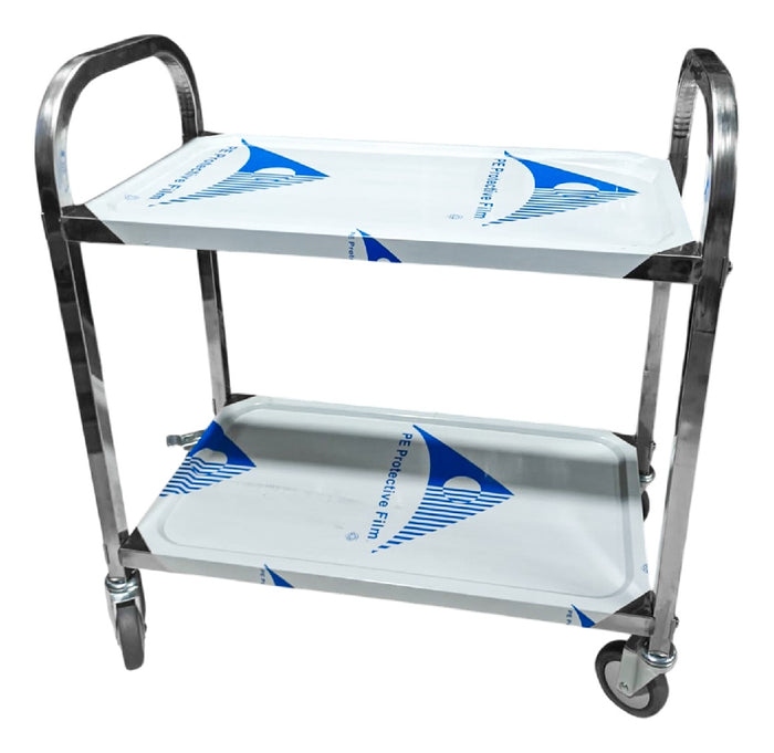 Carro Estante Organizador De Servicio 2 Niveles Acero Inoxidable Con Rodachines