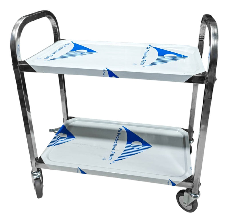 Carro Estante Organizador De Servicio 2 Niveles Acero Inoxidable Con Rodachines