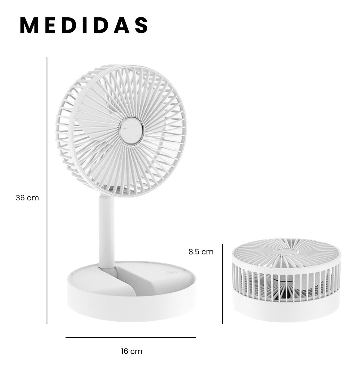 Mini Ventilador De Escritorio Mesa Recargable Con Base De Celular Ajustable 3 Velocidades