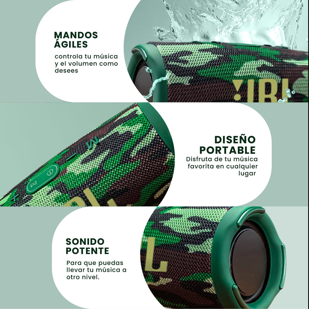 Parlante Jbl Charge 5 Replica 1.1 - Sonido Potente, Bluetooth, Portatil Verde