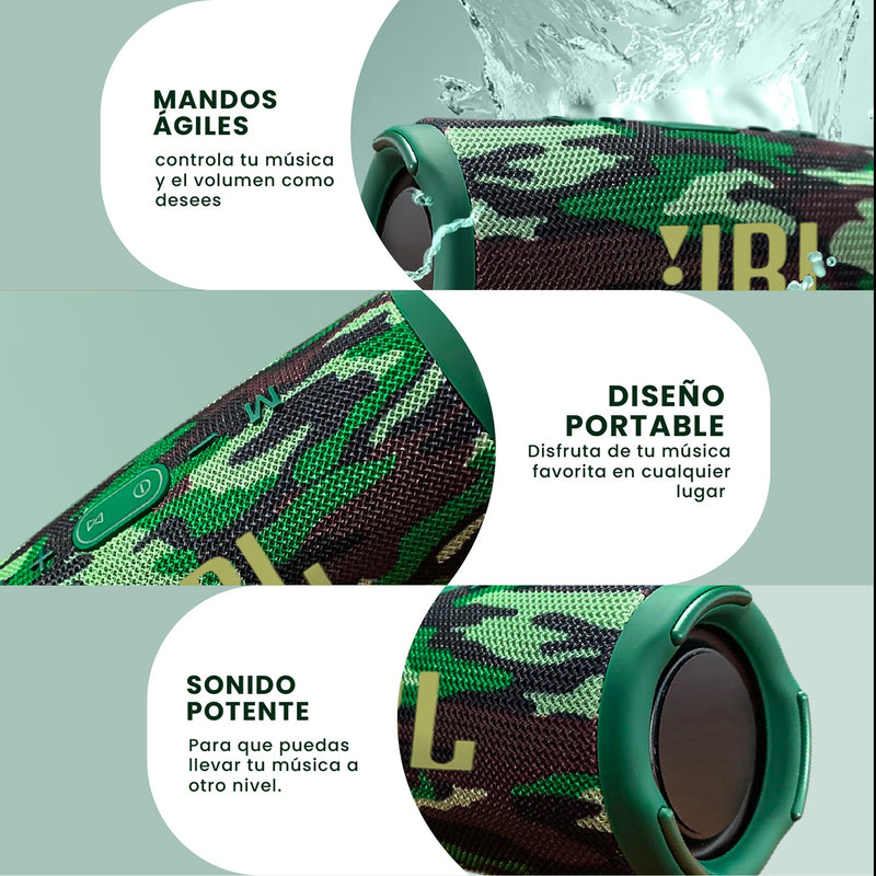 Parlante Jbl Charge 5 Replica 1.1 - Sonido Potente, Bluetooth, Portatil Verde