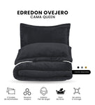 Cubrelecho Ovejero Queen Suave Caliente Reversible 2 Fundas Premium Gris Oscuro