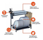 Combo Cook Home Escurridor De Platos 2 Niveles Tabla De Picar Set De Cuchillos X6 Y Set De Utensilios X12 Piezas
