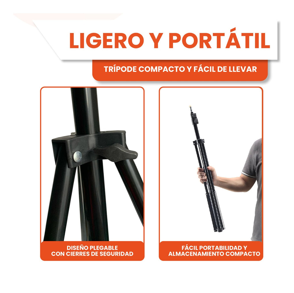 Tripode Universal Ajustable Hasta 2M Con Tornillo De 1/4 Metalico
