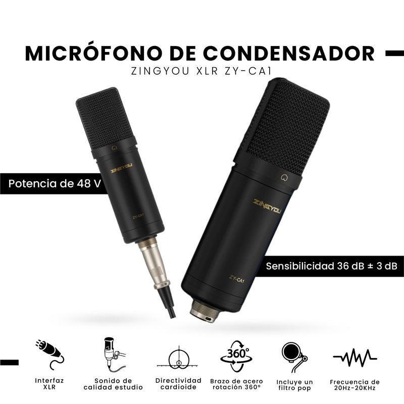 Microfono Condensador Podcast Profesional Brazo Filtro Pop Accesorios