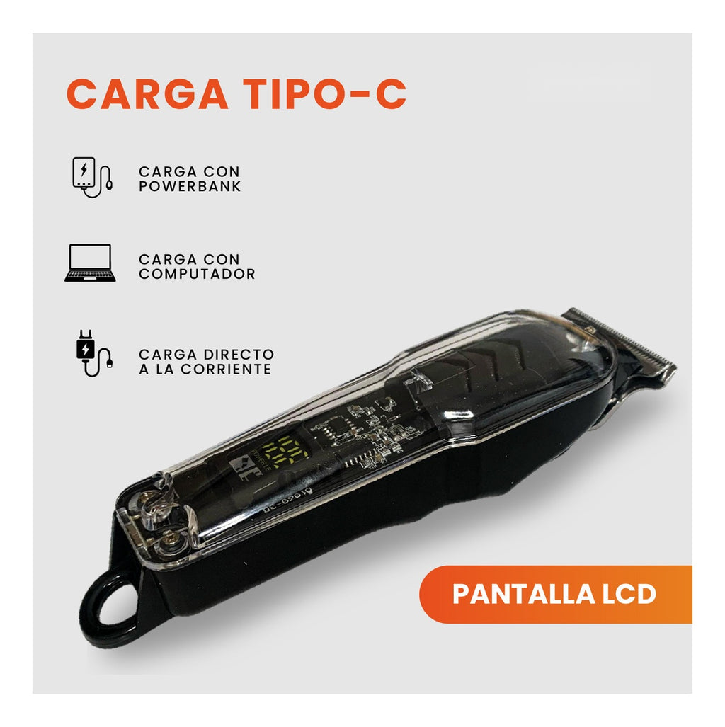 Patillera Recargable Inalambrica Con Guias Diseno Trasparente Ergonomic Clipper Innovo