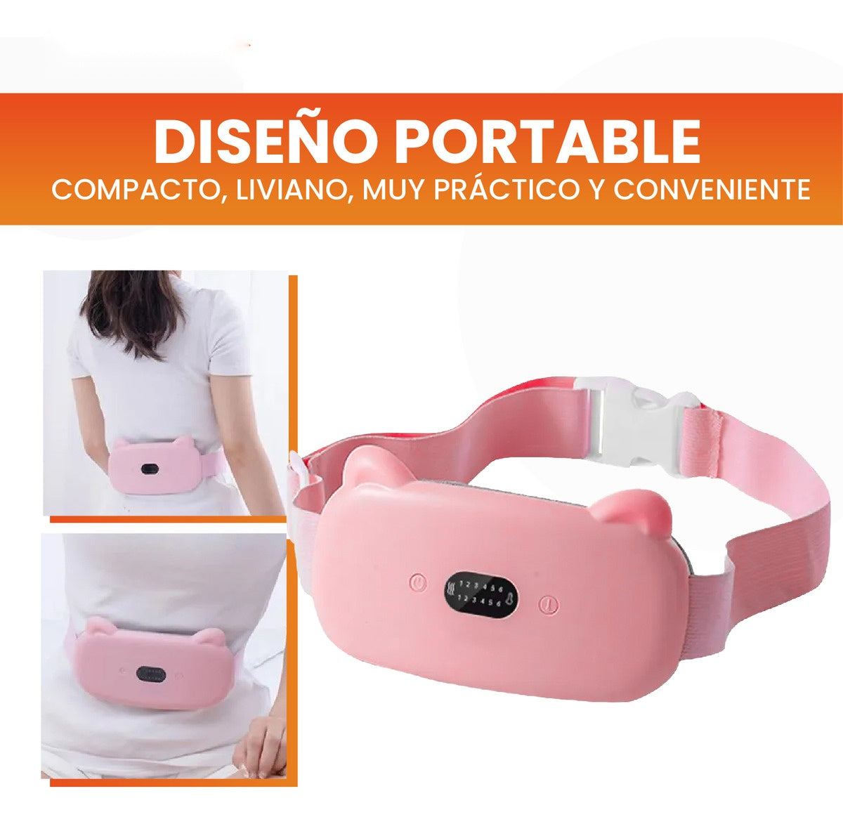 Masajeador Termico Abdominal Alivia Colicos Recargable Dolor Lumbar Innovo