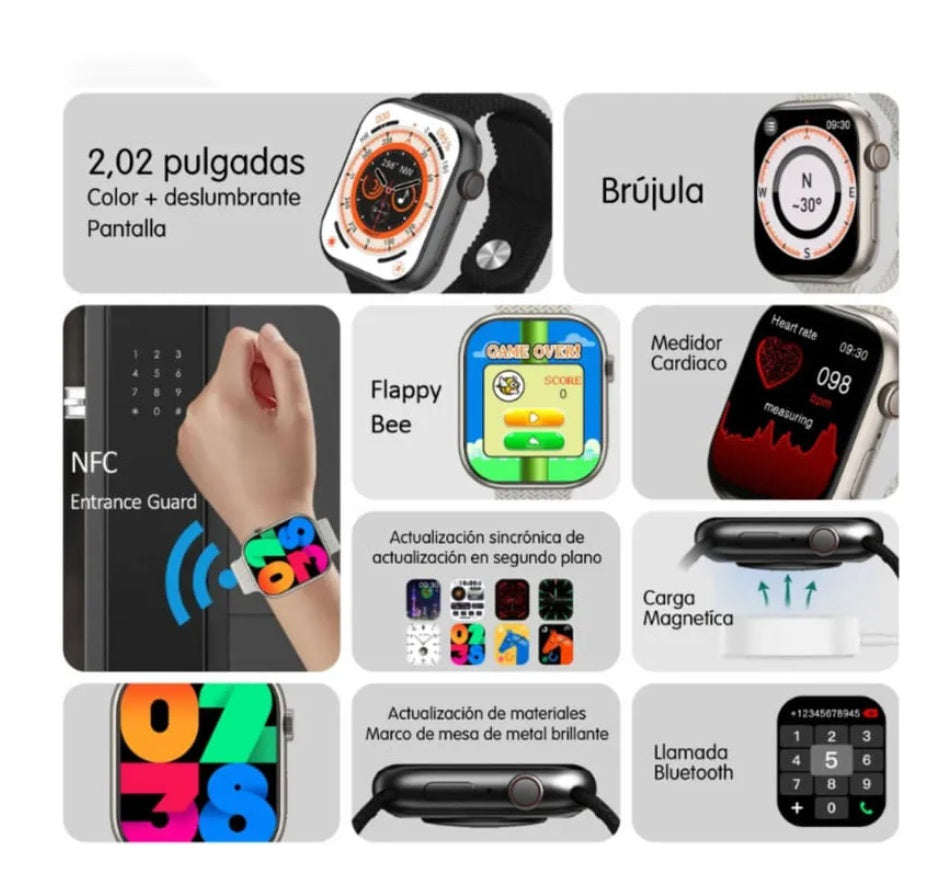 Reloj Smartwatch Mobulaa H9 Plus Pulso Rojo Amoled Sport Llamadas Notificaciones Innovo Tech