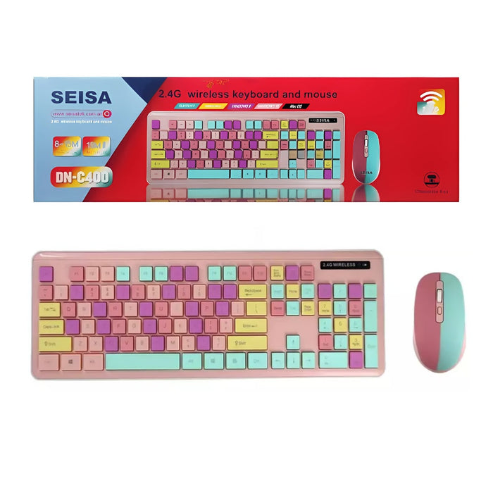Teclado Para Pc Inalambrico Con Mouse Pink Colors Original