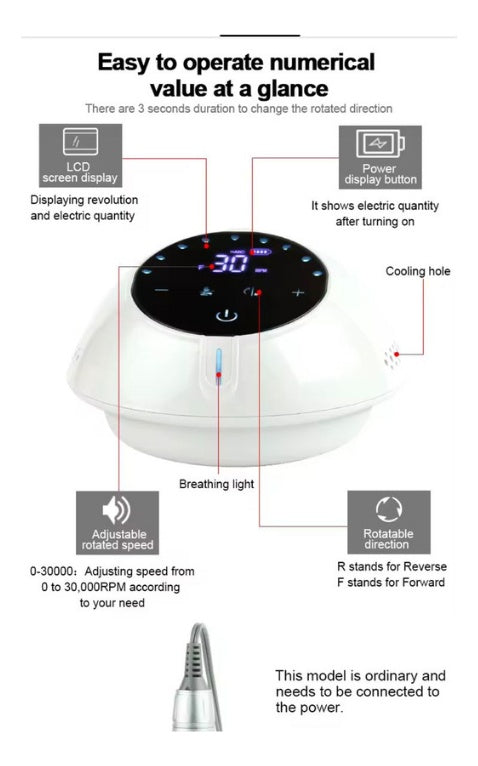 Pulidor De Unas Profesional Con Variedad De Velocidades Con Pedal