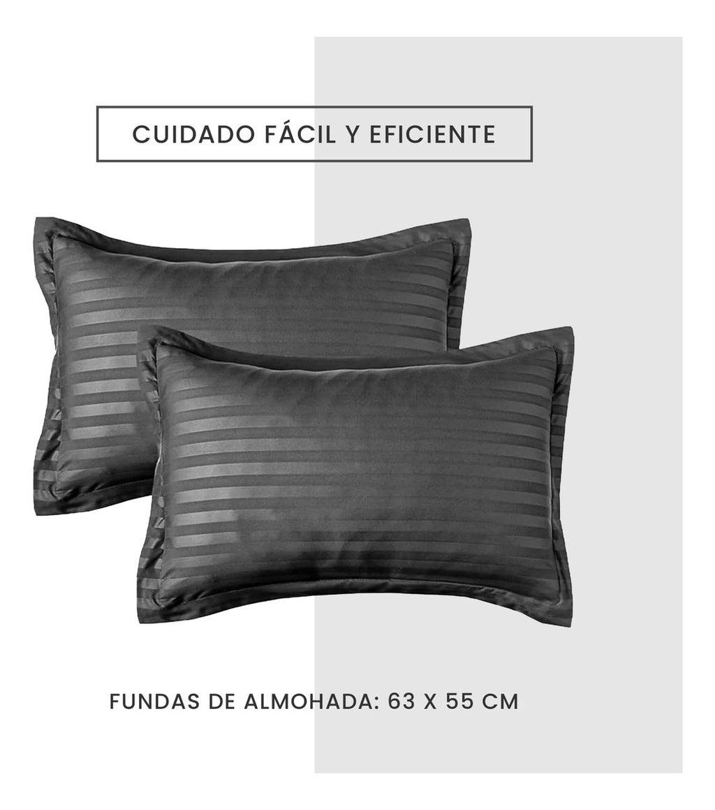 Edredon Cubrelecho Premium Cama Doble Con Fundas Para Almohada Innovo Gris