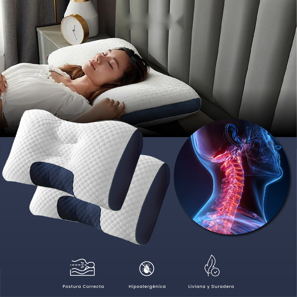 2 Almohadas Semi Ortopedicas Alto Confort Cervical Antiacaros