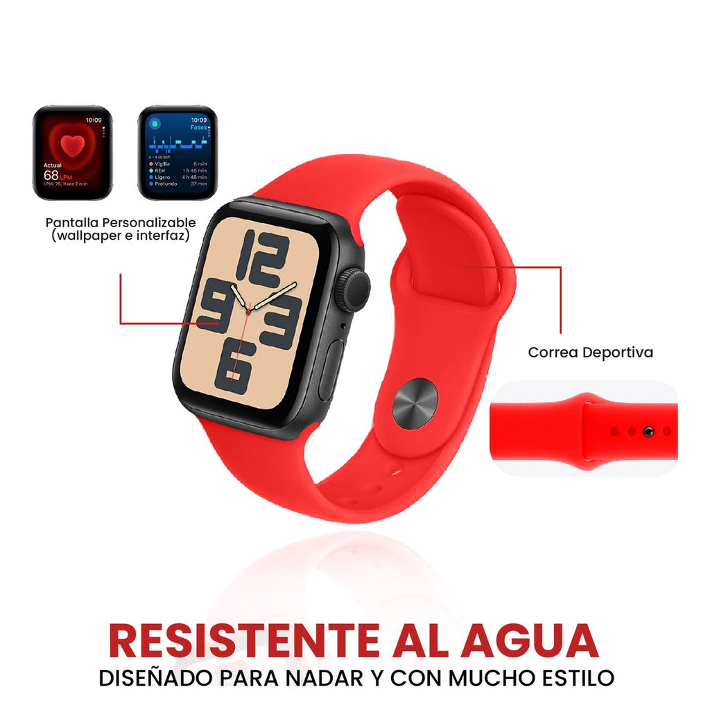 Smart Watch Deportivo Serie 8 Plus Con Audifonos Case Videojuegos Rojo
