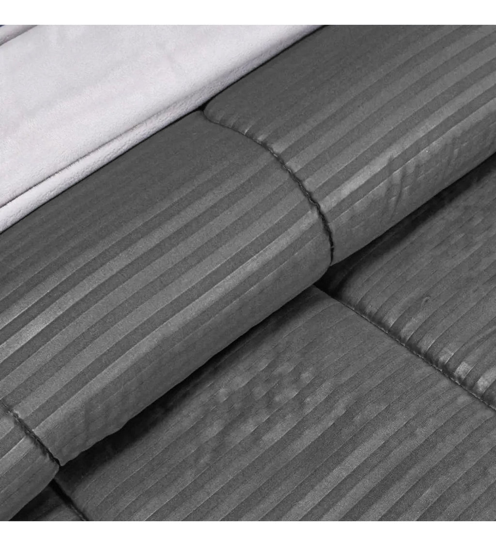 Edredon Cubrelecho Premium Cama Doble Con Fundas Para Almohada Innovo Gris