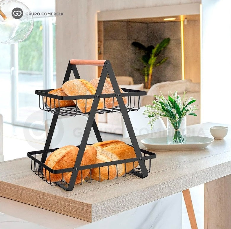 Organizador De Cocina Metalico Frutero Y Alimentos 2 Pisos