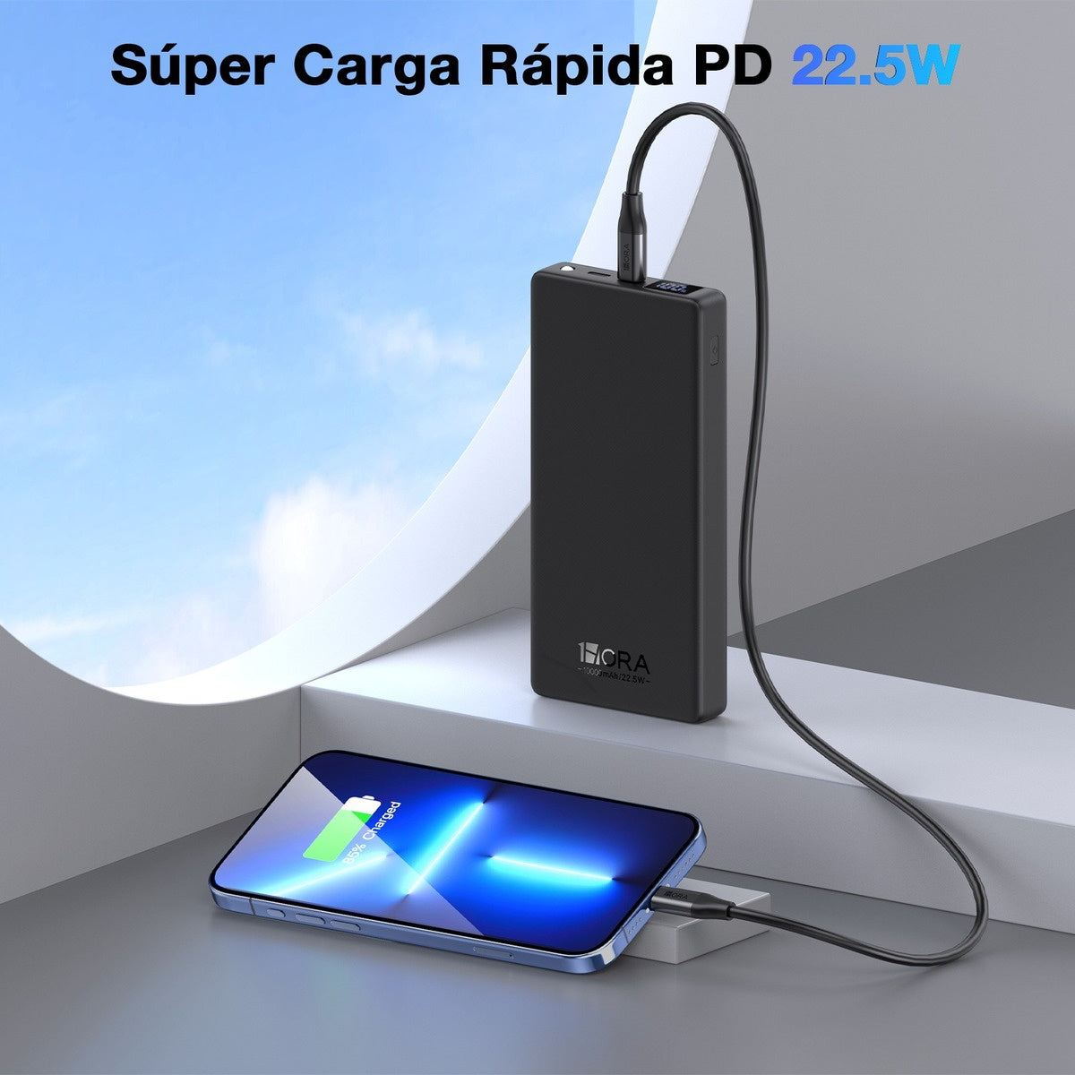Power Bank 10.000 Carga Rapida 22.5W Indicador Digital 1 Hora Doble Salida Tipo C Gar264