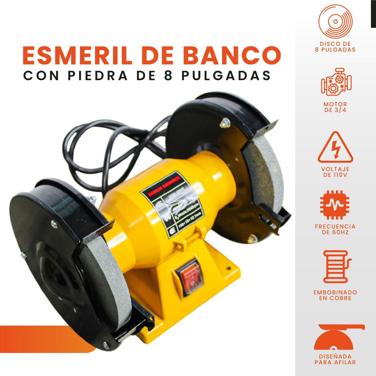 Esmeril De Mesa Banco 6 Pulgadas 170 W 3540 Rpm Profesional Innovo