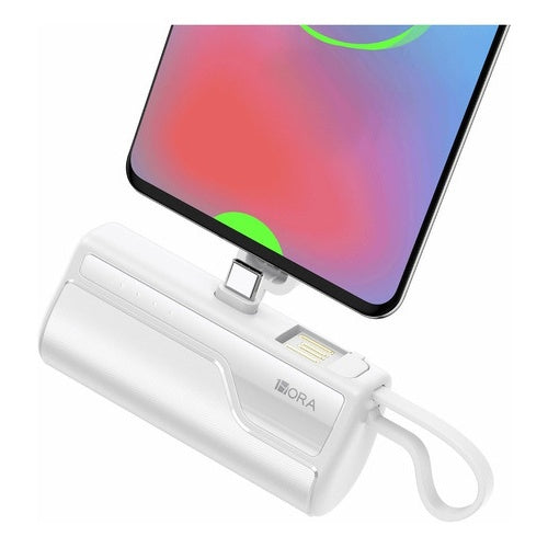 Power Bank 4500Mah Bateria Portatil Tipo C Con Usb Am Mini Color Blanco
