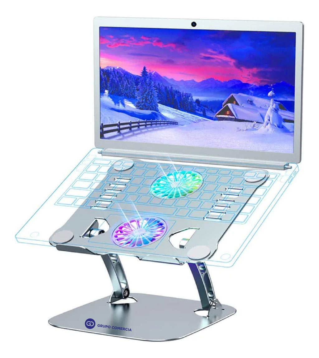 Base Para Pc Laptop Soporte Aluminio Ventilador Ajustable