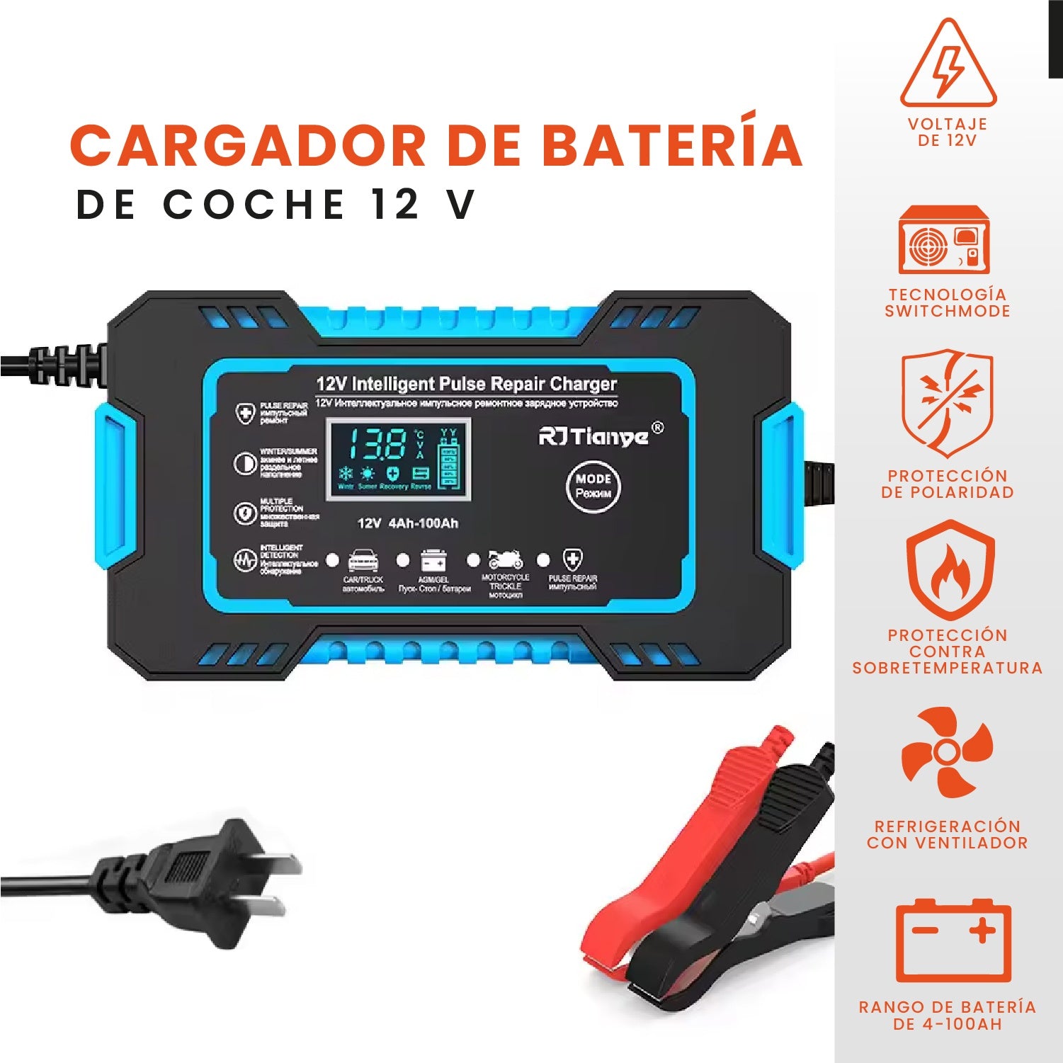 Combo Cargador Iniciador De Bateria 12V + Kit De Despinche Llantas Carro Moto