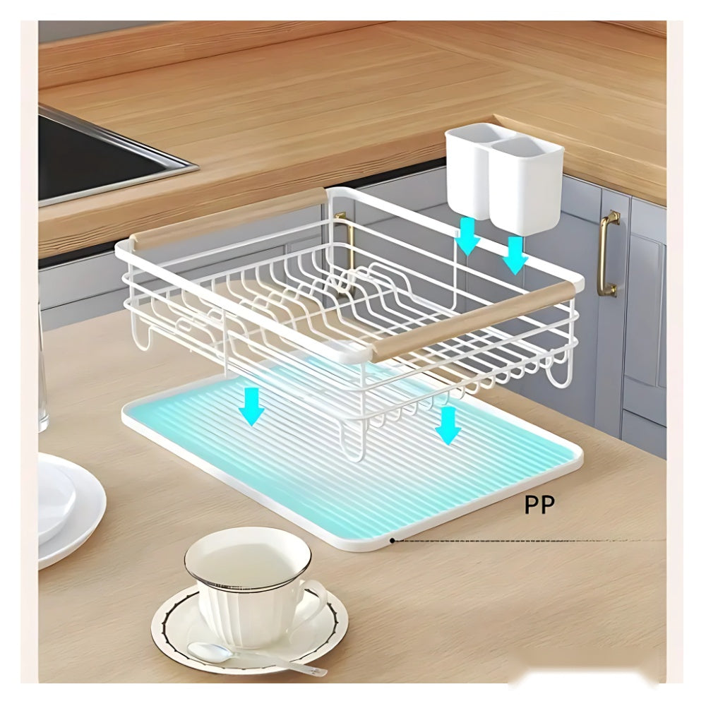 Combo Platero Escurridor Mangos Madera + Tabla Picar Descongela Carne + Set Utensilios X12