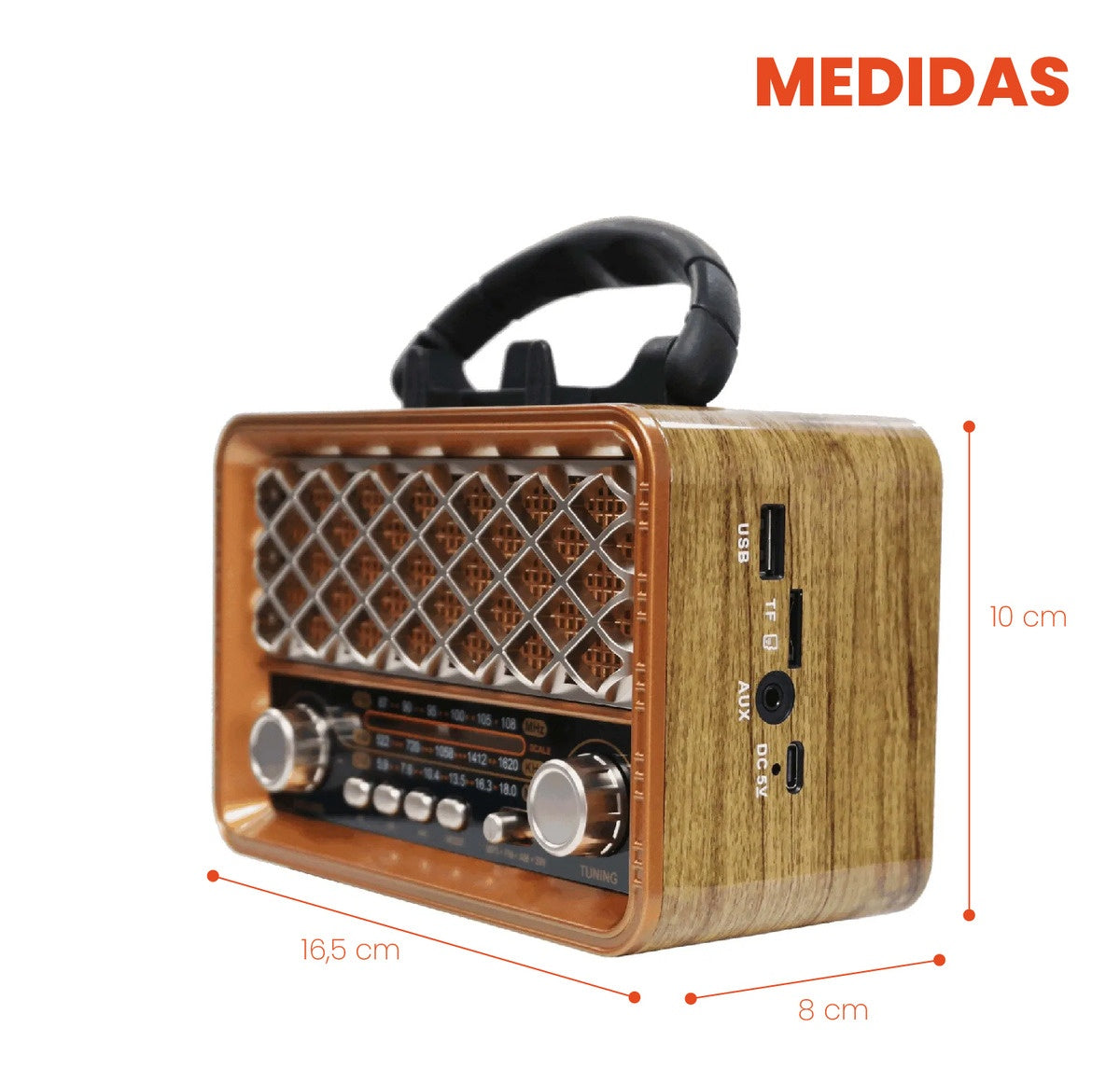 Parlante Radio Retro Am/Fm Aux Mp3 Bluetooth Portatil Vintage