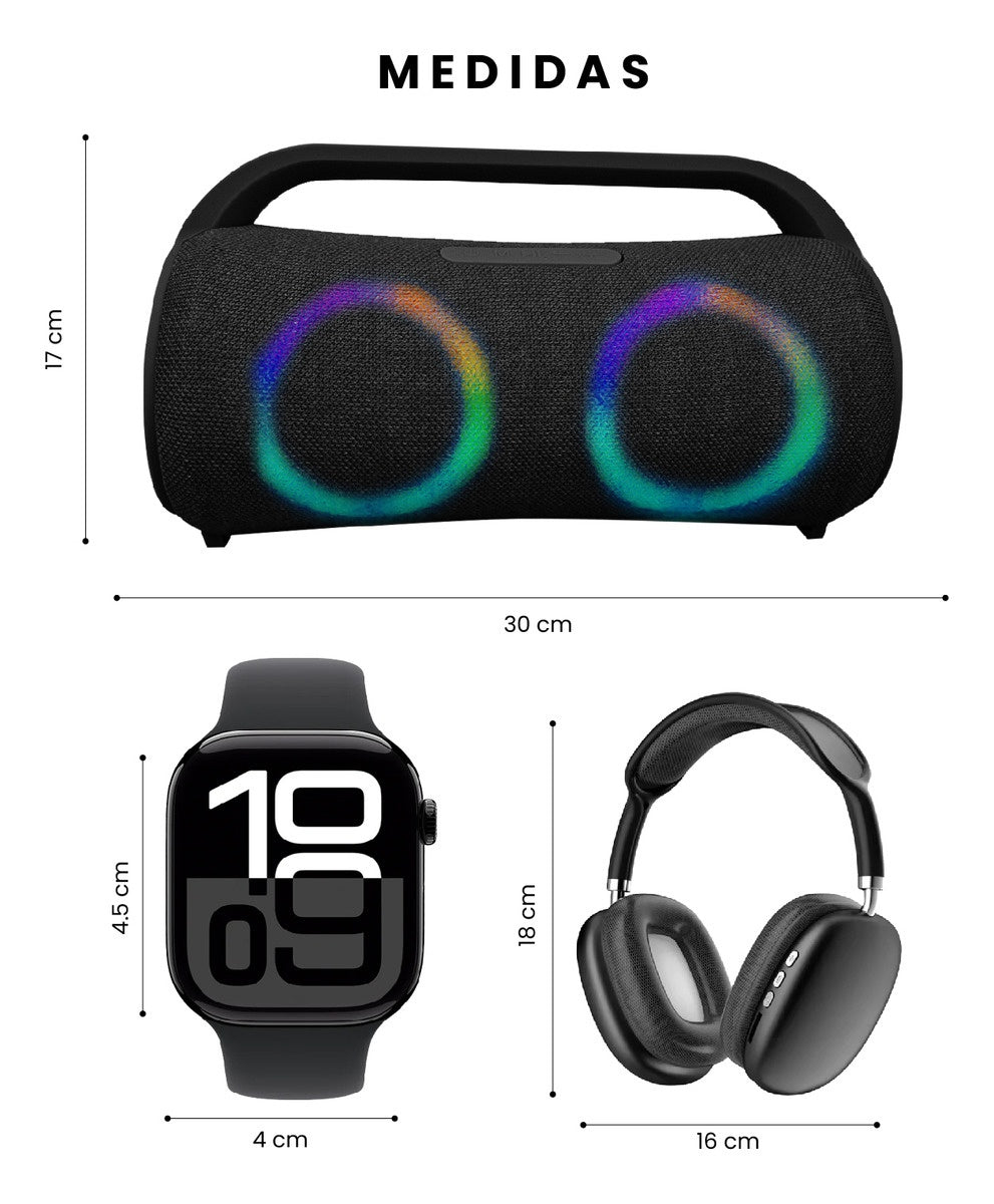 Regalo Perfecto Para Papa Reloj Smartwatch Audifonos Pro Parlante Mega Bass