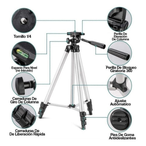 Tripode Con Soporte De Celular Y Control Bluetooth Portable