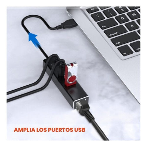 Hub Multipuertos Metalico Red Gigabit Rj45 1000Mbps Usb 3.0