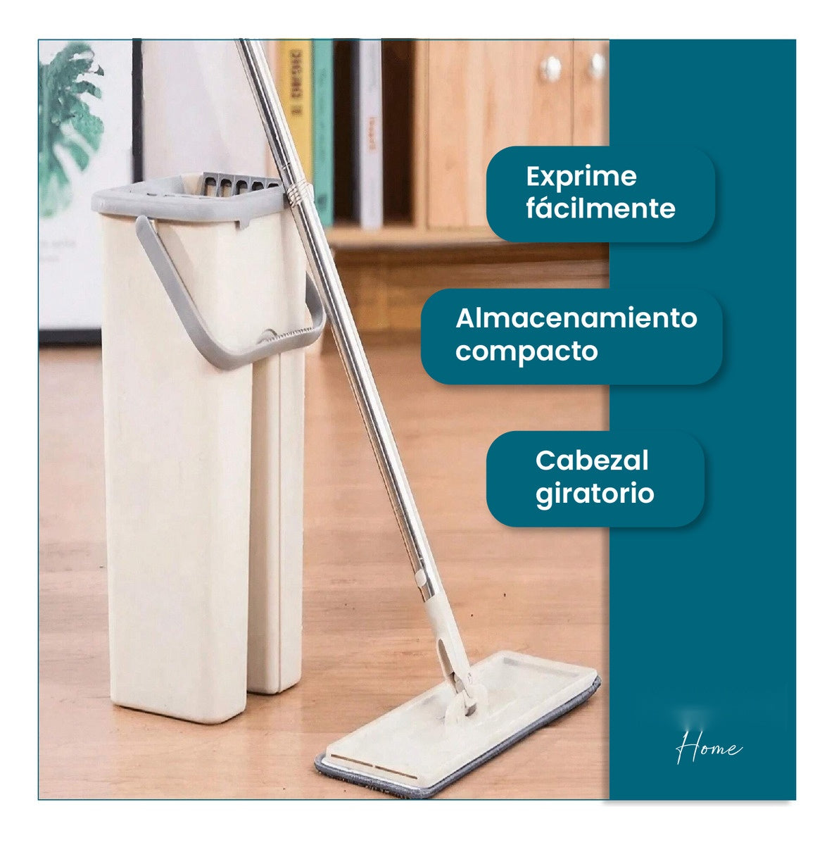 Trapero Plano Con Balde Escurridor Doble Compartimiento Beige 2 Mopas Innovo Home