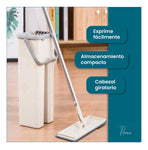 Trapero Plano Con Balde Escurridor Doble Compartimiento Beige 2 Mopas
