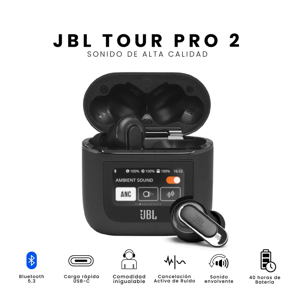 Audifonos Jbl Tour Pro 2 Calidad 1.1 Con Pantalla Tactil Negro Full Sound
