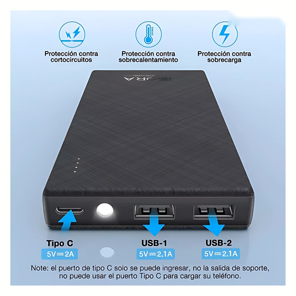 Power Bank Bateria Portatil 10000Mah 1Hora Con Indicador De Luz + Obsequio Soporte De Celular Tablet Giratoria
