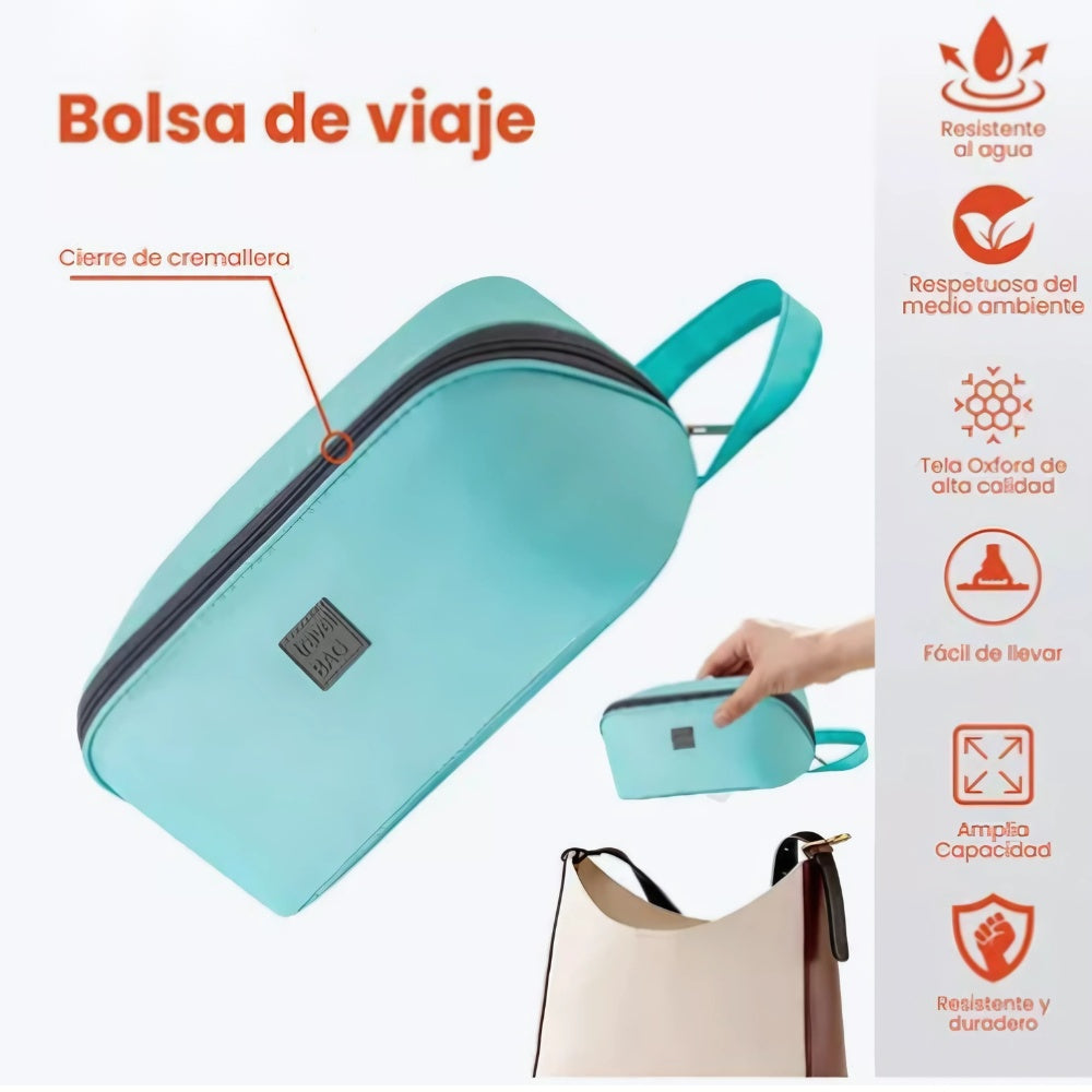 Combo Mochila Viajera + Organizador De Ropa Interior + Bolsa Para Zapatos Gris