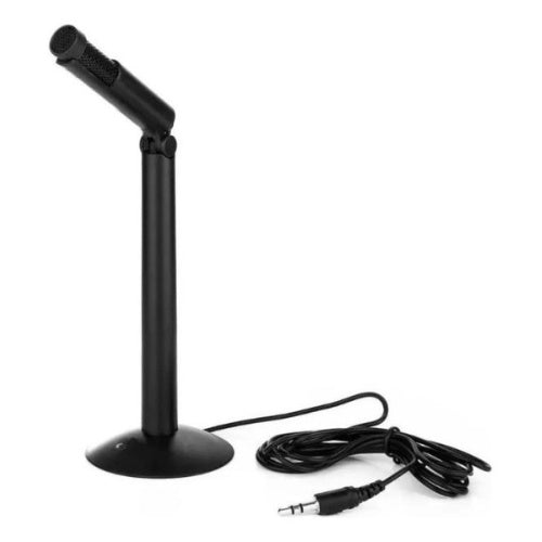 Microfono Con Pie Cabezal Movil Para Pc Notebook Ficha 3.5 Color Negro