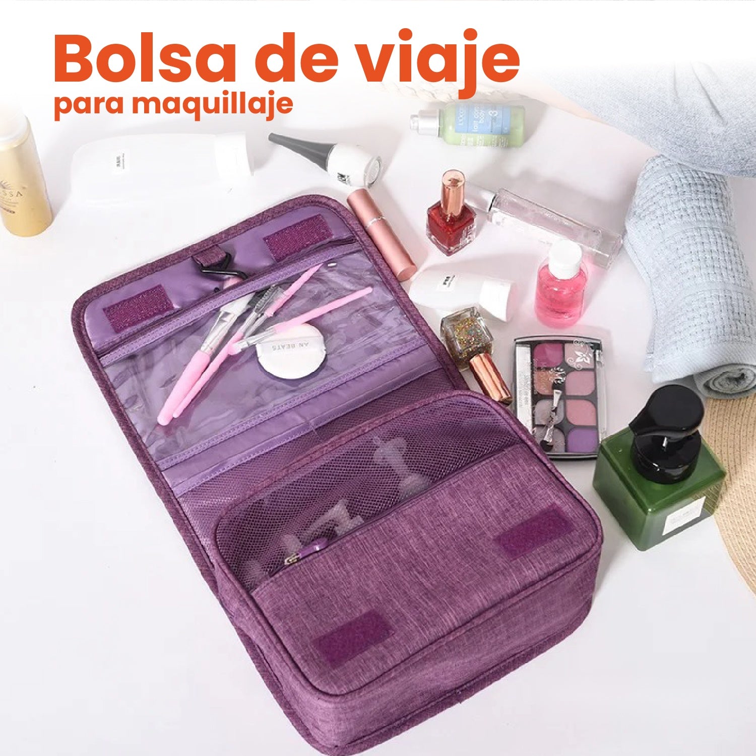 Combo Mochila Viajera + Organizador De Ropa Interior + Organizador Maquillaje Cosmetiquera Rosa