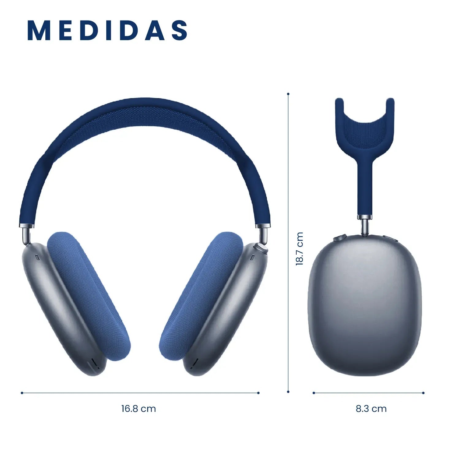 Audifonos Airpods Max 1.1 Replica Magnetica Full Sonido Bluetooth Estuche Azul