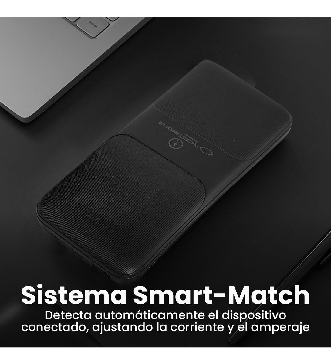 Power Bank Carga Inalambrica Y Cable 10.000Mah Carga Rapida Innovo