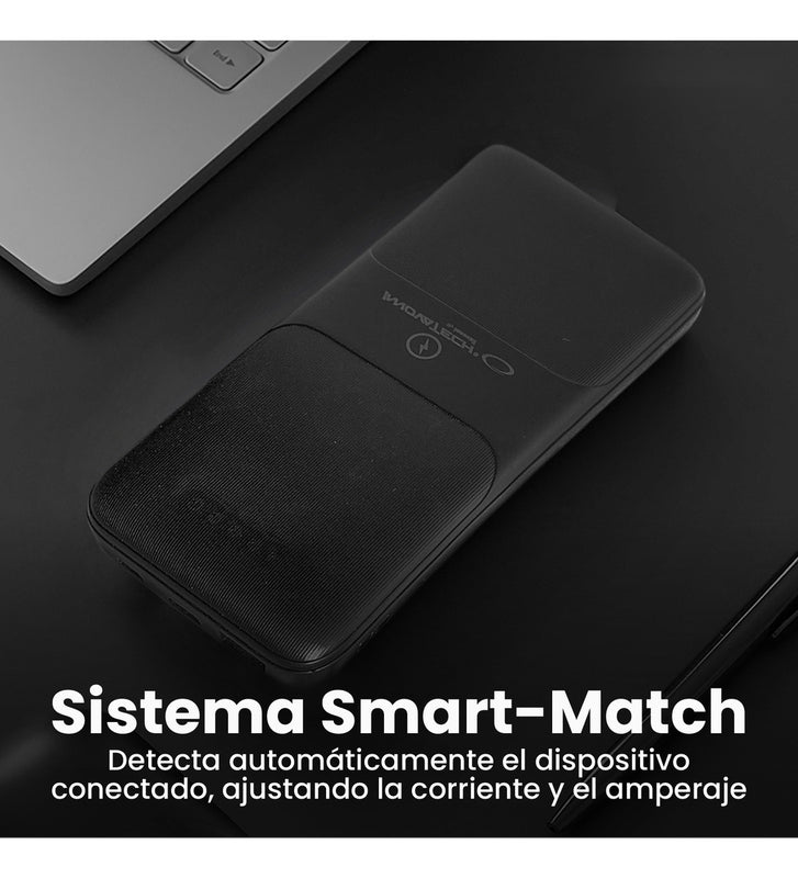 Power Bank Carga Inalambrica Y Cable 10.000Mah Carga Rapida
