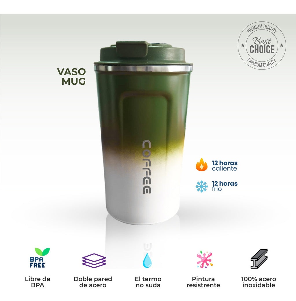 Vaso Termico Digital Bicolor Verde Personal Indicador Led 520 Ml Innovo Mug