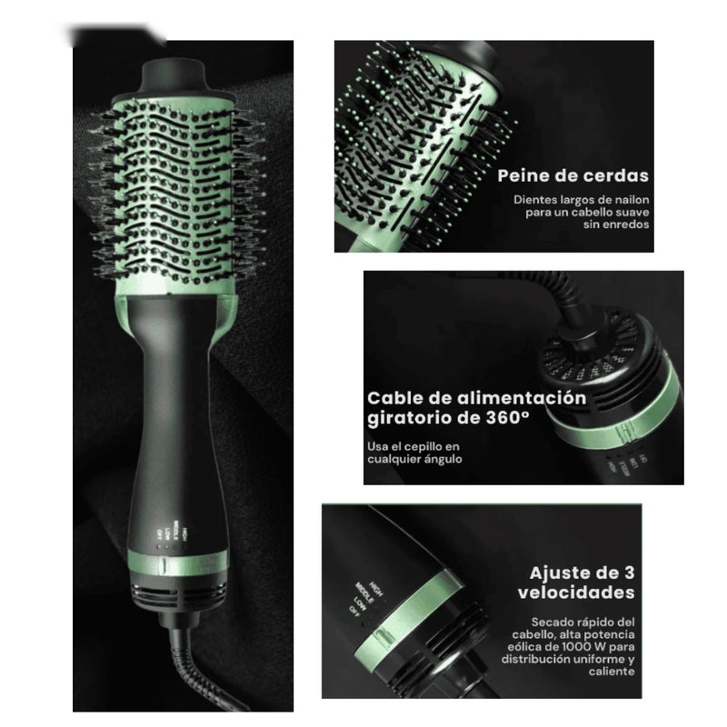 Tri Combo Aguacate Cepillo Secador + Plancha Cabello + Pinza Sirena + Obsequio Toalla Microfibra Cabello