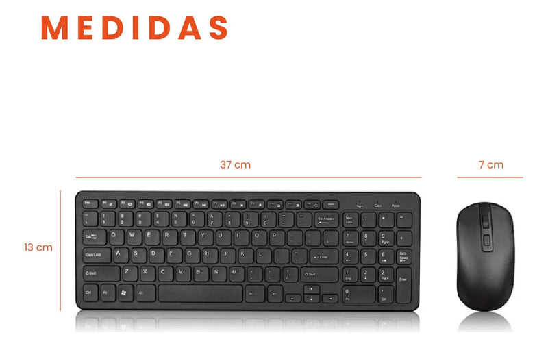 Teclado Con Mouse Inalambrico Usb Receptor Slim Elegante Km Negro Con Numeros