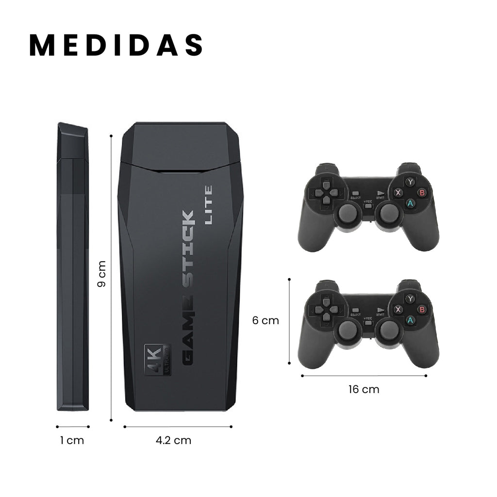 Consola Retro Game Stick 4K Con 20.000 Juegos Y 2 Controles Inalambricos