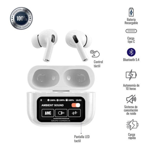 Audifonos Airpods Pro 2 Tactiles Pantalla Anc Bluetooth Mega Bass