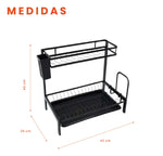 Platero Organizador De Cocina Metalico 2 Niveles Armable Negro