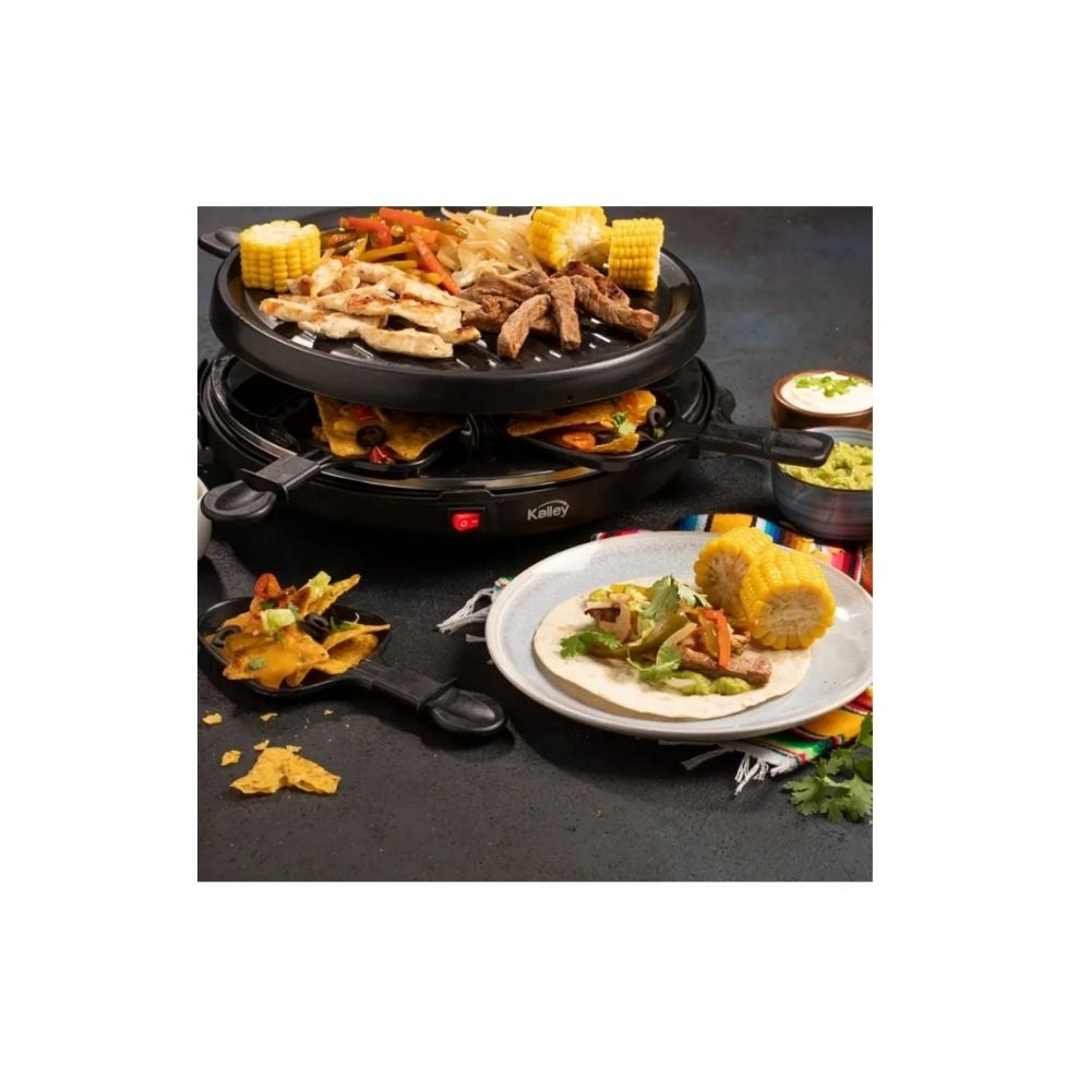 Parrilla Raclette Electrica Kalley 800W Antiadherente 8 Puestos